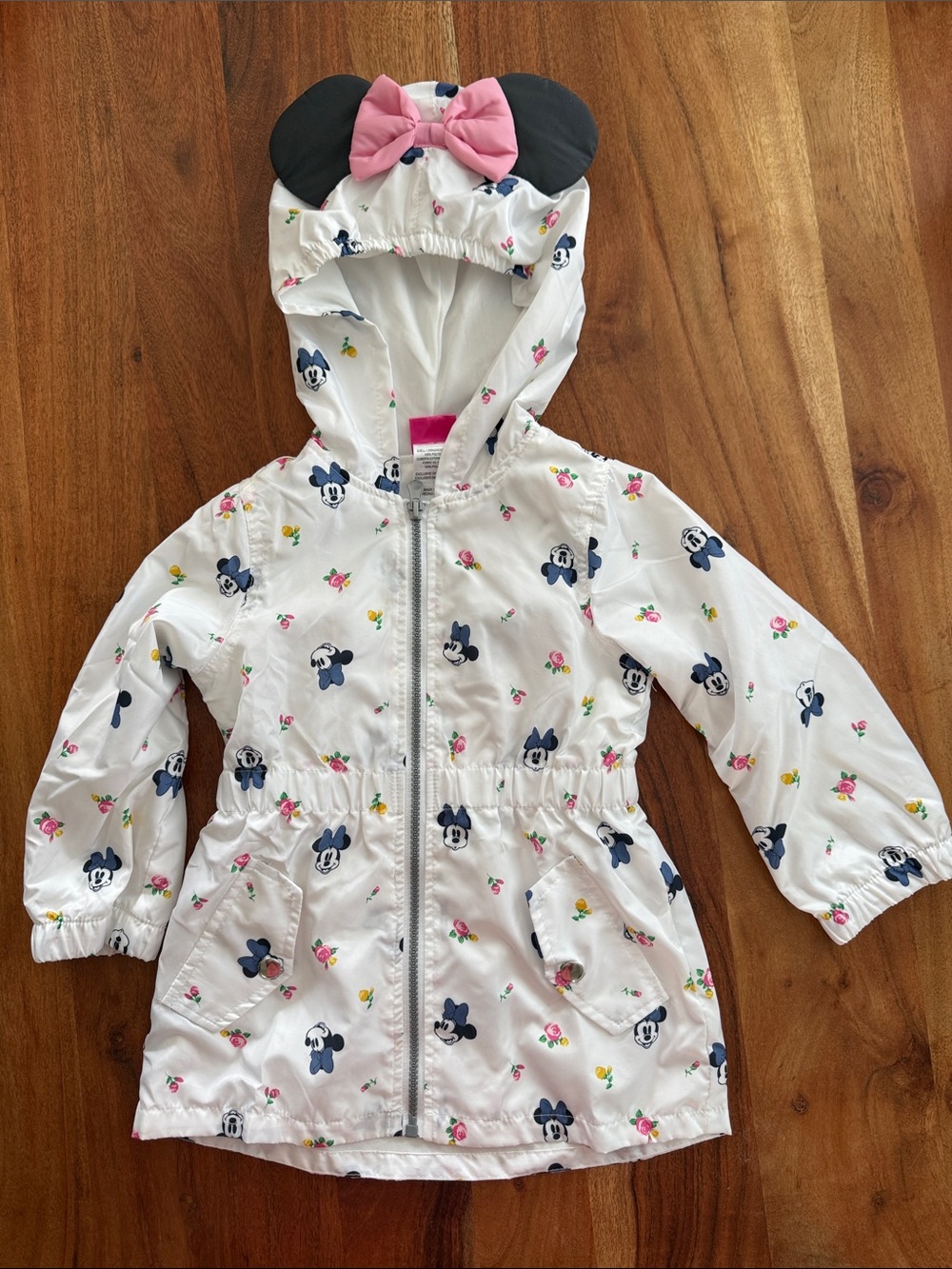 Disney Minnie Mouse White Girls Jacket with Navy & floral accents, 3T